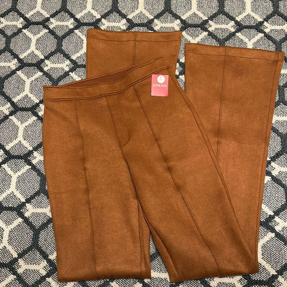 Spanx Faux Suede Brown Flare Pants
